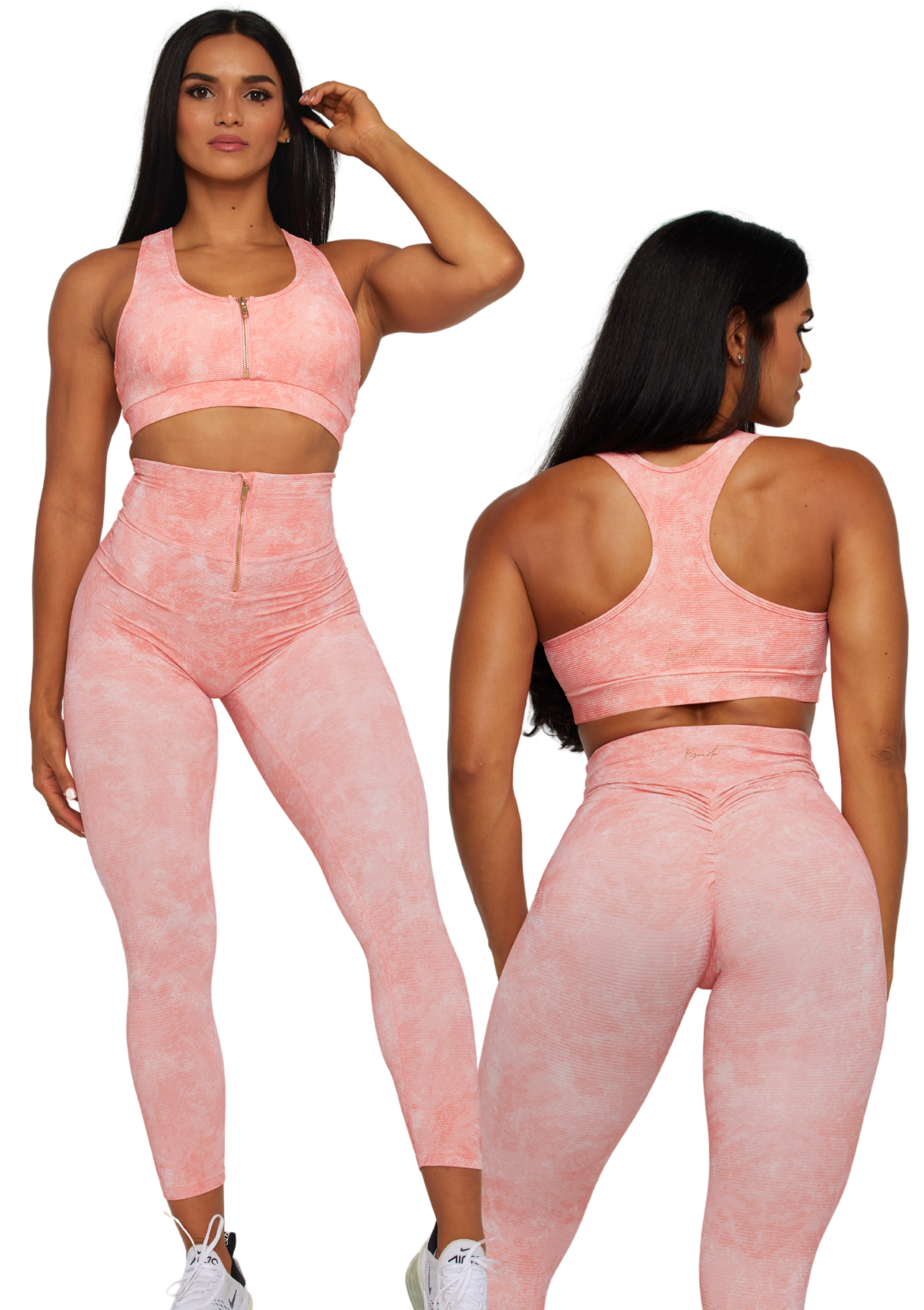 Sorbet 7/8 Zip Legging Ribbed Peach
