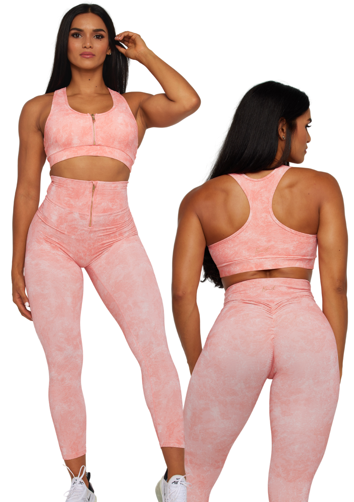 Sorbet 7/8 Zip Legging Ribbed - Peach