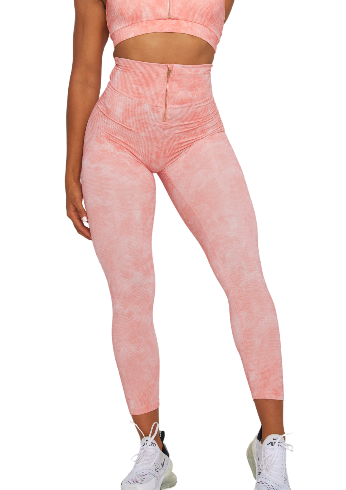 Sorbet 7/8 Zip Legging Ribbed Peach