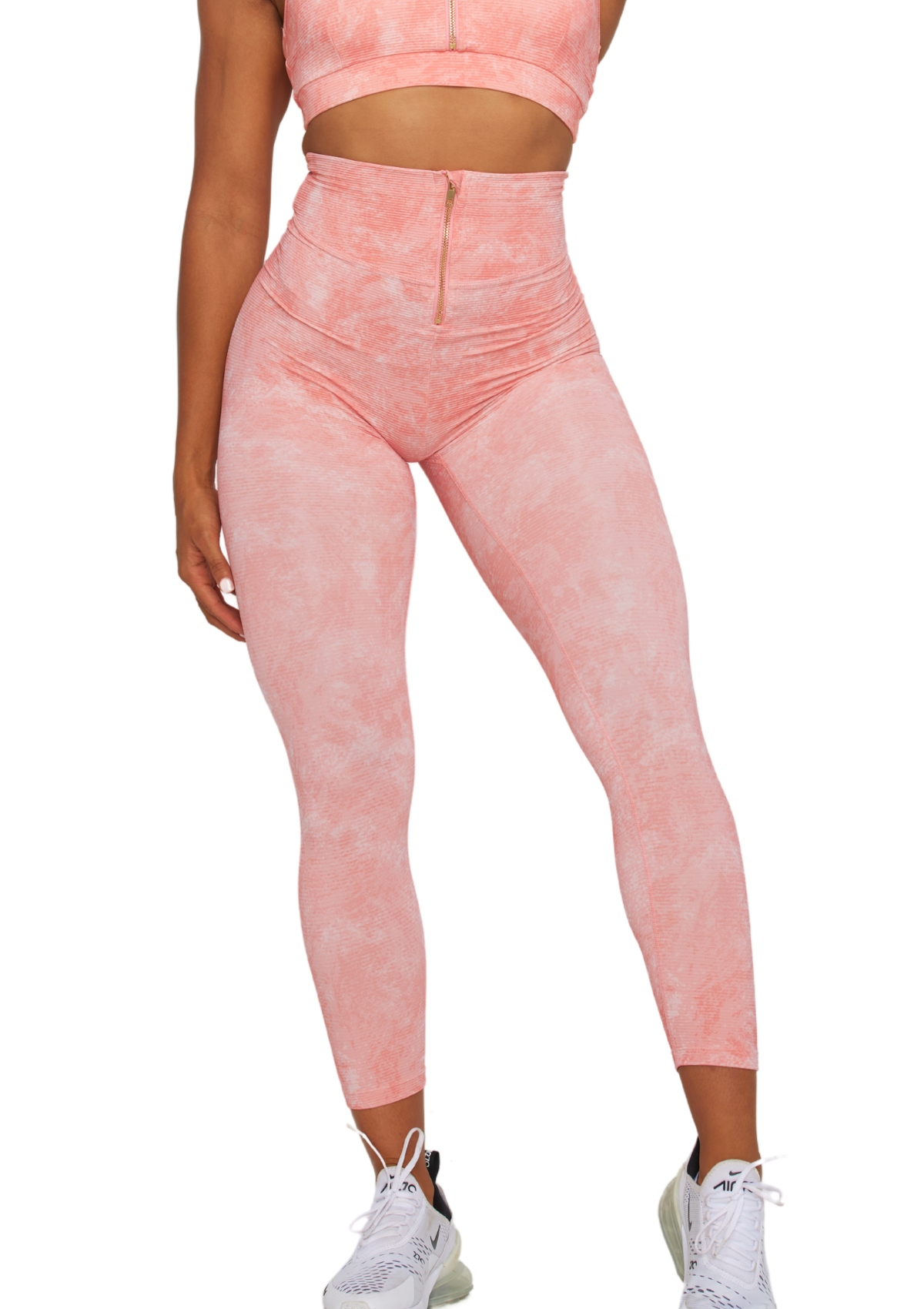 Sorbet 7/8 Zip Legging Ribbed - Peach