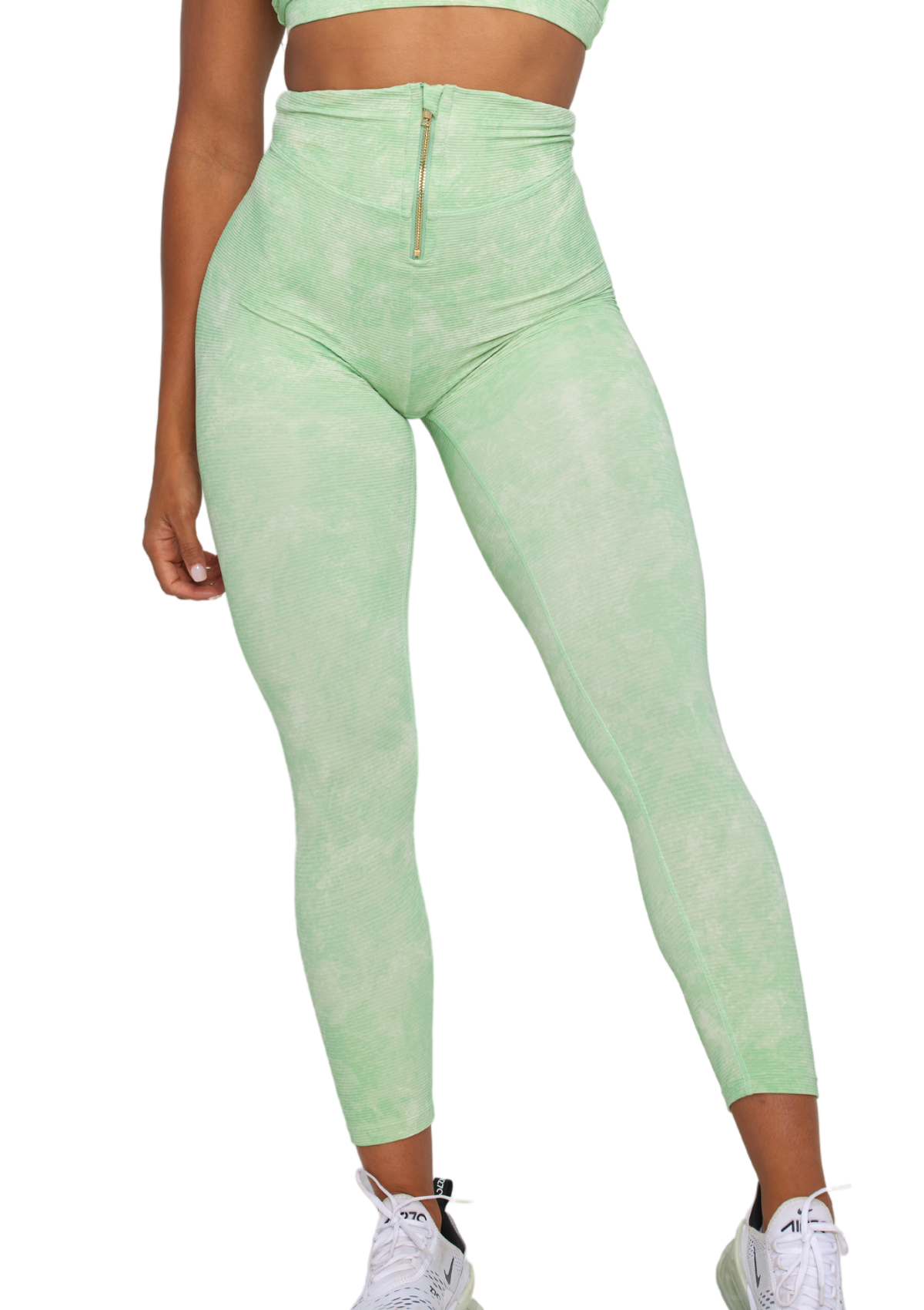 Sorbet 7/8 Zip Legging Ribbed Pistachio