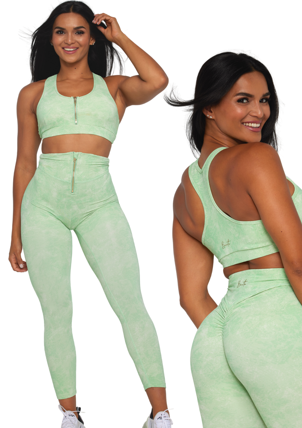 Sorbet 7/8 Zip Legging Ribbed Pistachio