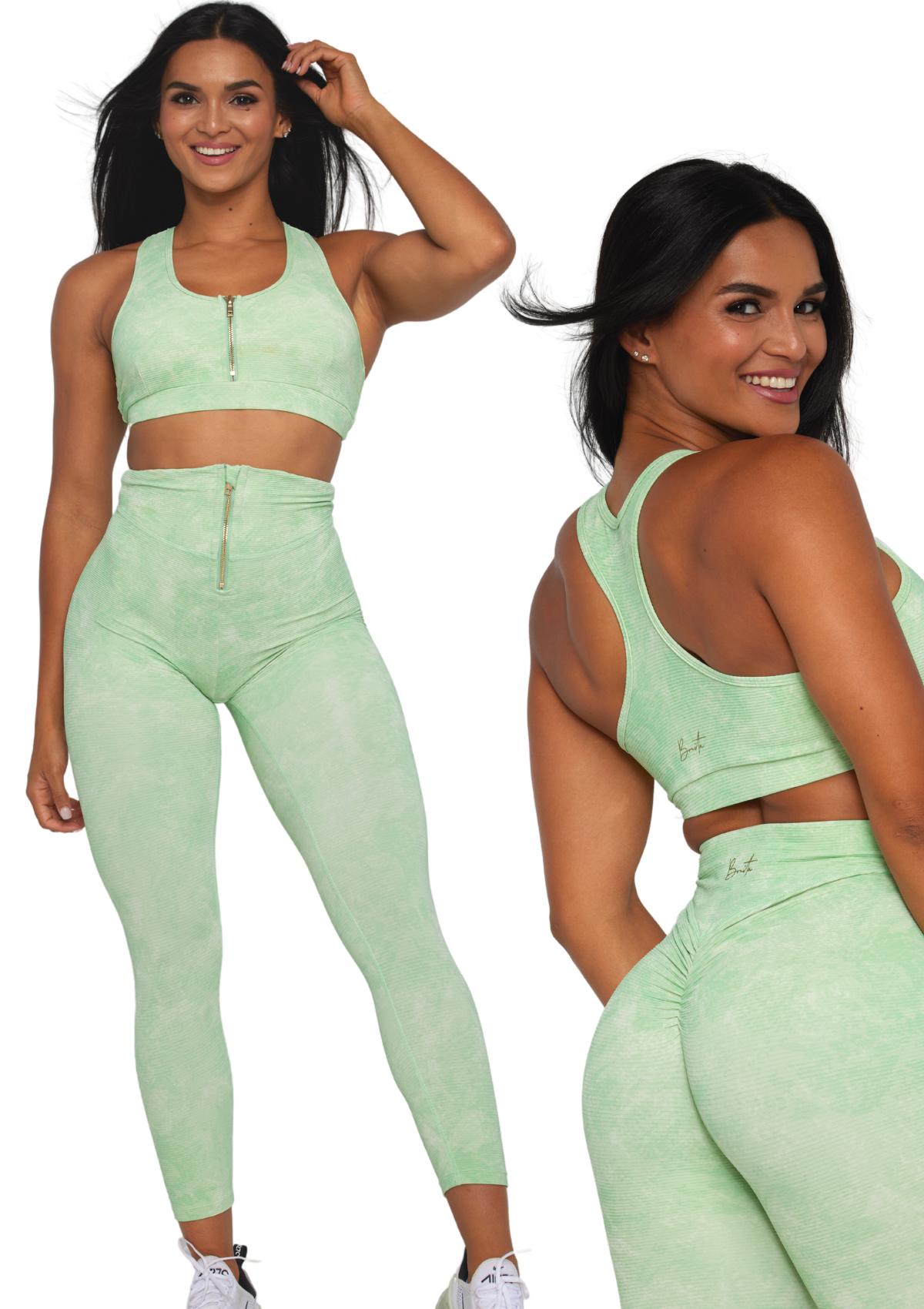 Sorbet 7/8 Zip Legging Ribbed - Pistachio