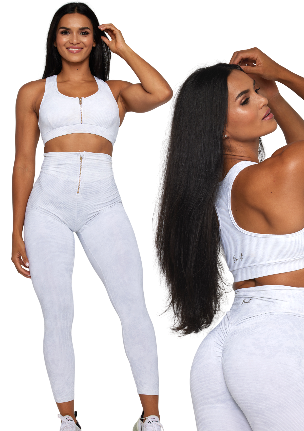 Sorbet 7/8 Zip Legging Ribbed - Coconut