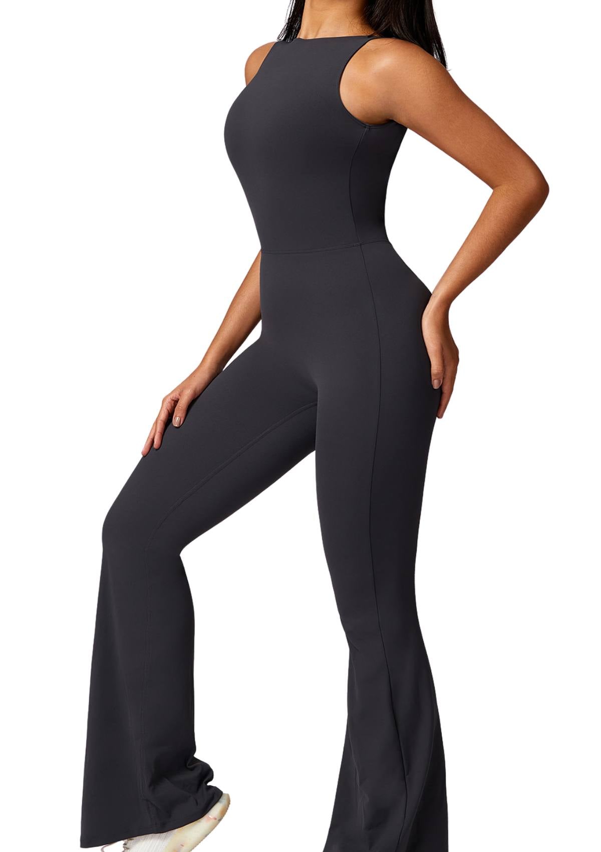 Chic Era Flared Jumpsuit Charcoal Charm